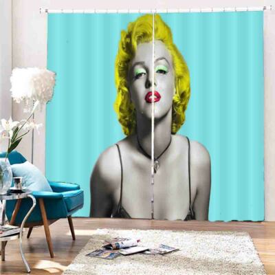 Hair Green Eye Shadow 3D Curtain Blockout Photo Printing Curtains Drape Fabric