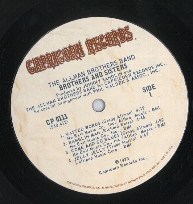 Allman Brothers Band Capricorn CP0111 LP Brothers and Sisters eBay