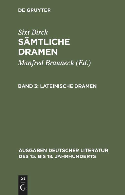 Lateinische Dramen | Buch | 9783110083910 - Birck, Sixt