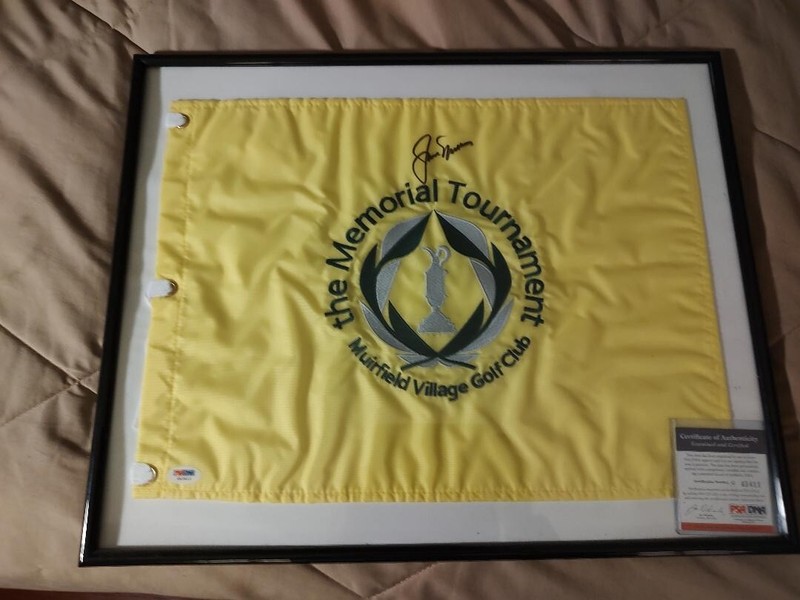Memorial Tournament pin flag signed by Jack Nicklaus  PSA Auth.