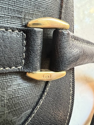 Vintage Authentic Gucci Monogram Black Boston Doctors Barrel Bag 11" x 7" x 5" - Picture 6 of 16