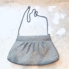 Vintage Silver Mesh Evening Bag Chain Strap Party Purse Clutch