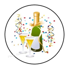 CHAMPAGNE BOTTLE GLASS CELEBRATION ENVELOPE SEALS LABELS STICKERS