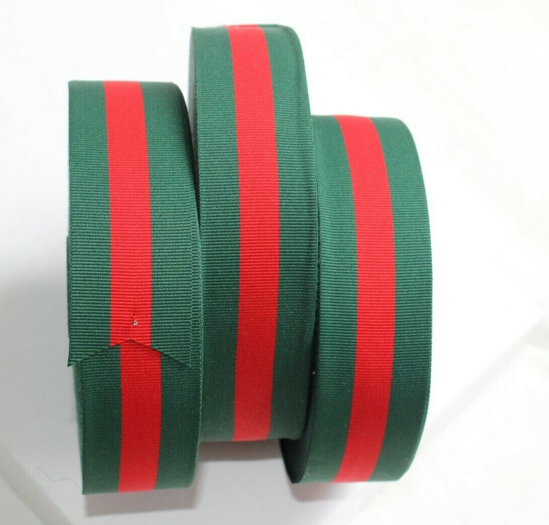 20 Yards Classic Red Green Stripe GG Style Ribbon 1.5 Inch
