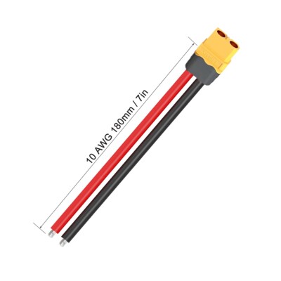 4 Connettori XT60 Con Cavi 10 AWG 180mm – Per Batterie Lipo E Modellismo RC
