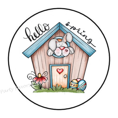 10cm Auto-Aufkleber Sticker Decal Laptop Hello Spring Birdhouse Easter bunt R304