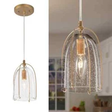 Uolfin Modern Gold Bell Mini Pendant Light 1-Light Island Bathroom Ceiling Light
