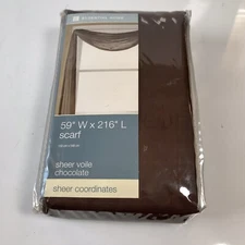ESSENTIAL HOME VOILE SHEER TAUPE WINDOW SCARF  59 x 216 New 