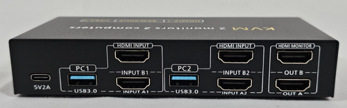 8K@60Hz KVM Switch 2 Monitor 2 Computer mit 6 USB 3.0 Ports HDMI Kabelfernbedienung 5V
