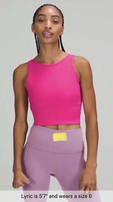 Neu Lululemon Power Pivot geripptes Tanktop   US-Größe 4 UK-Größe 8 hellrosa heiß