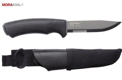 Morakniv Bushcraft BlackTactical SRT mit Edelstahlklinge, Sägezahnung, 12295