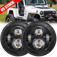 Pair 7 Inch Round Led Headlights For Jeep Wrangler Lj Tj Cj Jk Hilo Beam Led
