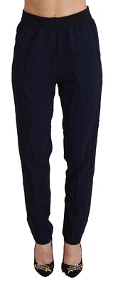 JUCCA Pants Blue High Waist Pull On Women Tapered Trousers IT40/US6/S RRP 400usd