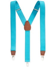  75 Club Room New Men'S Teal Blue Elastic Braces Clip-End Adjustable Suspenders