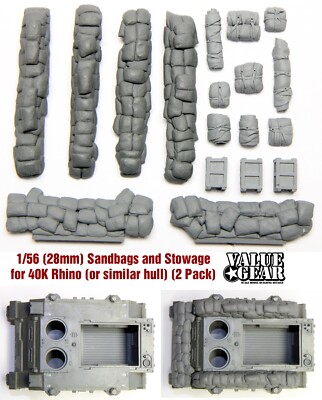 SciFi 1/56 (28mm) - 40K Rhino Stowage and Sandbags (2 Pack) - ValueGear