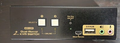 HDMI KVM Switch 2 Port Dual Monitor Extended Display, 4K USB KVM Switch WQ