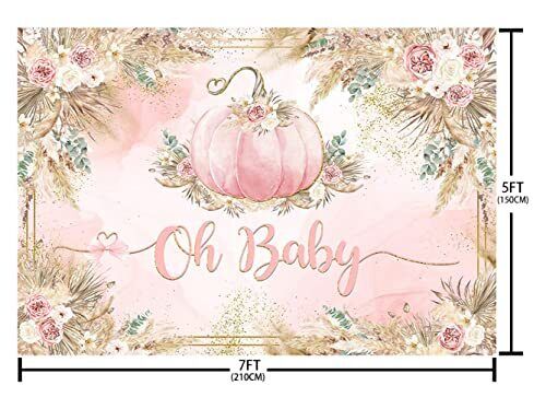 7x5ft Fall Oh Baby Backdrop for Girls Pink Pumpkin Baby Shower Photography Ba... - Picture 5 of 6