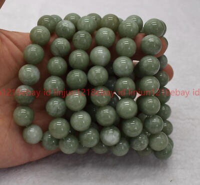 6 Pcs Pretty Natural 8/10/12mm A Green Jade Round Gemstone Beaded Bracelet 7.5in