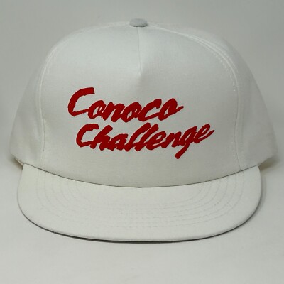 Vintage 90s Conoco Challenge Hat Baseball Cap White Oil Gas Petroleum Snapback