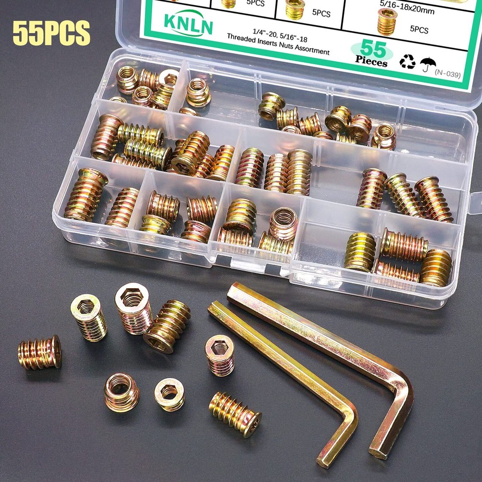 54PCS 1 4 20 5 16 18 Threaded Inserts Nuts For Wood Nutsert 54pcs-1-4-20-5-16-18-threaded-inserts-nuts-for-wood-nutsert