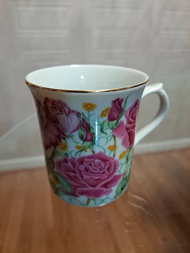 LENOX Flower Blossom Pink ROSES Suzanne Clee Fine Porcelain Coffee Tea Cup Mug 