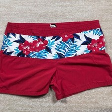 Jantzen Swim Trunks Mens 40 Red Floral Print Made USA Retro Festival Classic