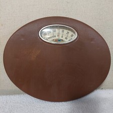 Vintage Sears Brown Metal Oval Bathroom Scale 1960s Rare MCM. Works, Complete.