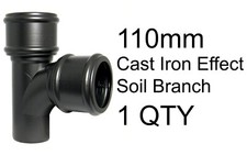 FloPlast SP192 110mm 92.5° Branch Cast Iron Effect Soil Pipe Plumbing Fitting