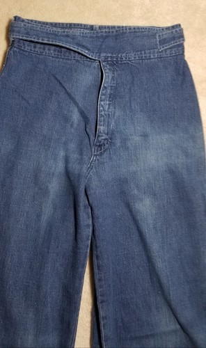 Vintage 1970s MUSHROOM Denim Jeans 5/6 High Waist Bell Wrap/Snap Waist 24 X 30 - Picture 9 of 21