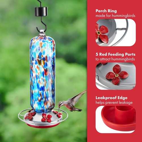 Twinkle Star Hummingbird Feeder Glass, 28fl.oz Hummingbird Feeders for Outdoo... - Picture 4 of 8