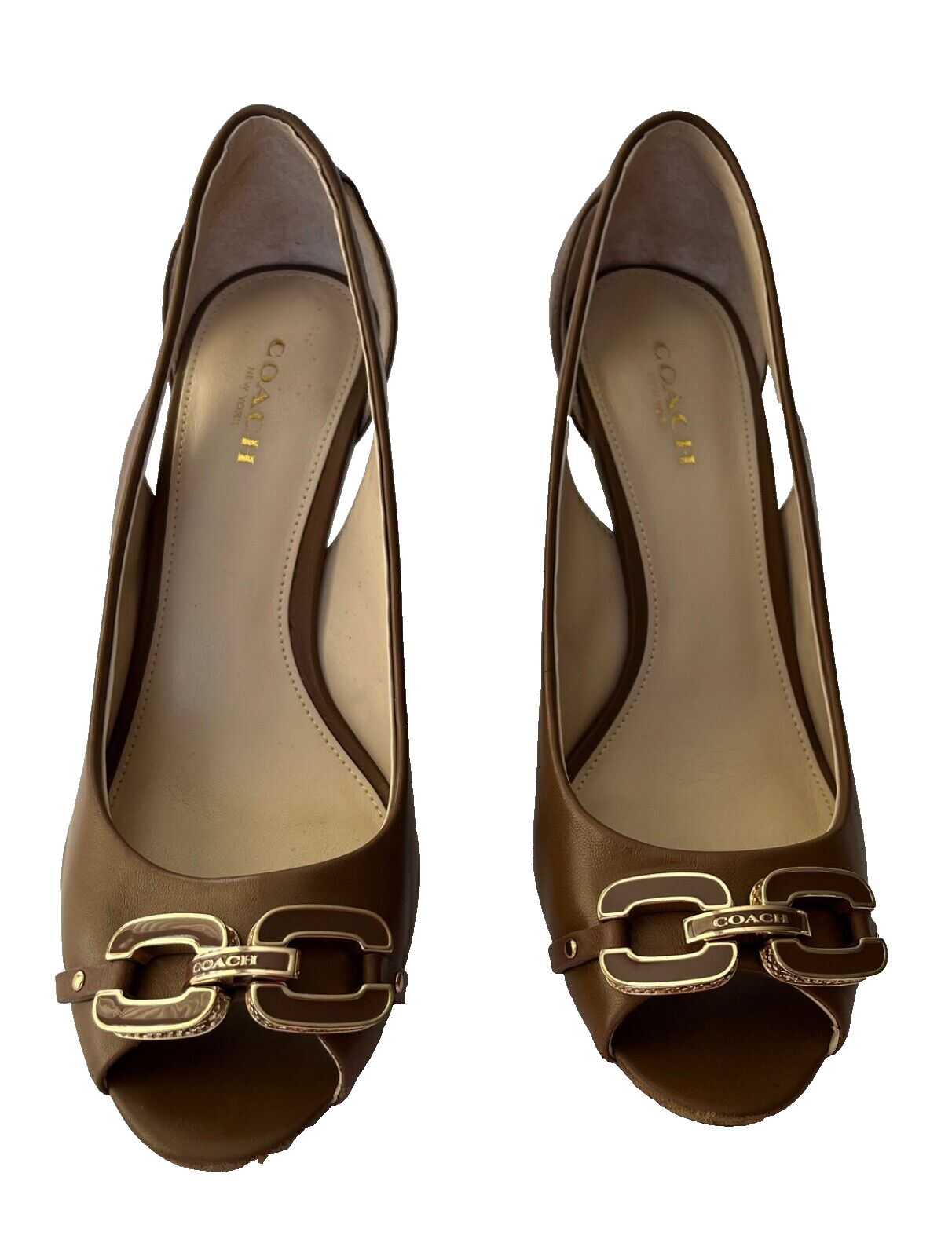 Coach Larchmont Women's Size 6.5M Ginger Leather Heels in Sheep Nappa