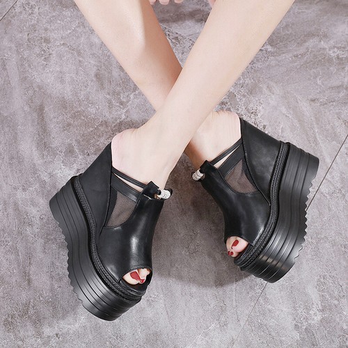 Women's Super High Heels Sandals Peep Toe Belt Buckle Shoes Platform Slippers Sz - Bild 11 von 20