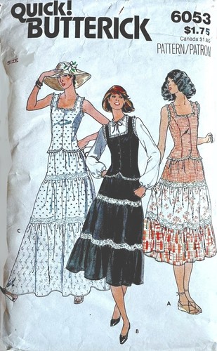 UC B 34 Princess Seam Top Tiered Skirt Butterick 6053 Pattern Vtg Envelope Picts - Picture 2 of 4