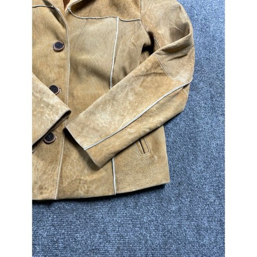 Scully Women's Brown Suede Leather Jacket Collared Button Closure Size 10 - Picture 5 of 17