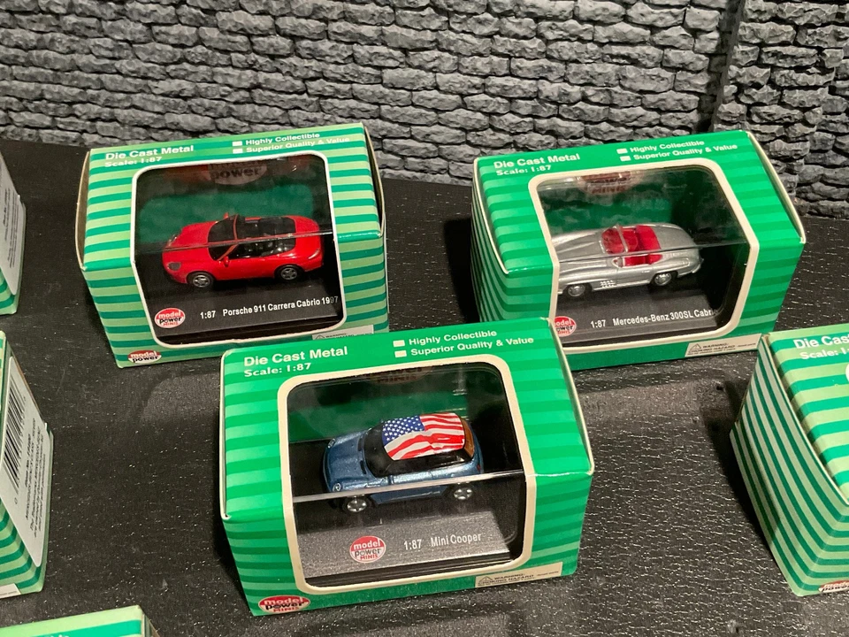 Model Power Minis HO Scale 1:87 Diecast Model Cars. MB,Audi,Mini,Porsche 10 Cars - Image 4 of 4