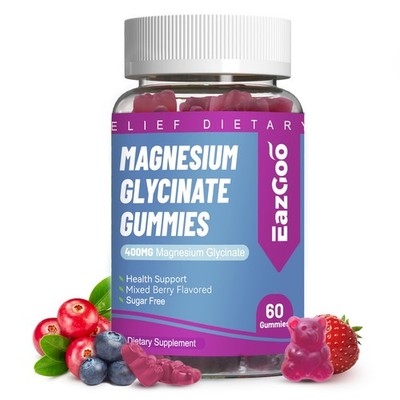 EAZGOO Magnesium Glycinate Gummies 400mg with 60 Count (Pack of 1) 