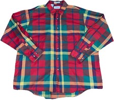 Vintage Sears Roebuck Multicolor Plaid Long Sleeve Button Down Shirt Mens XL