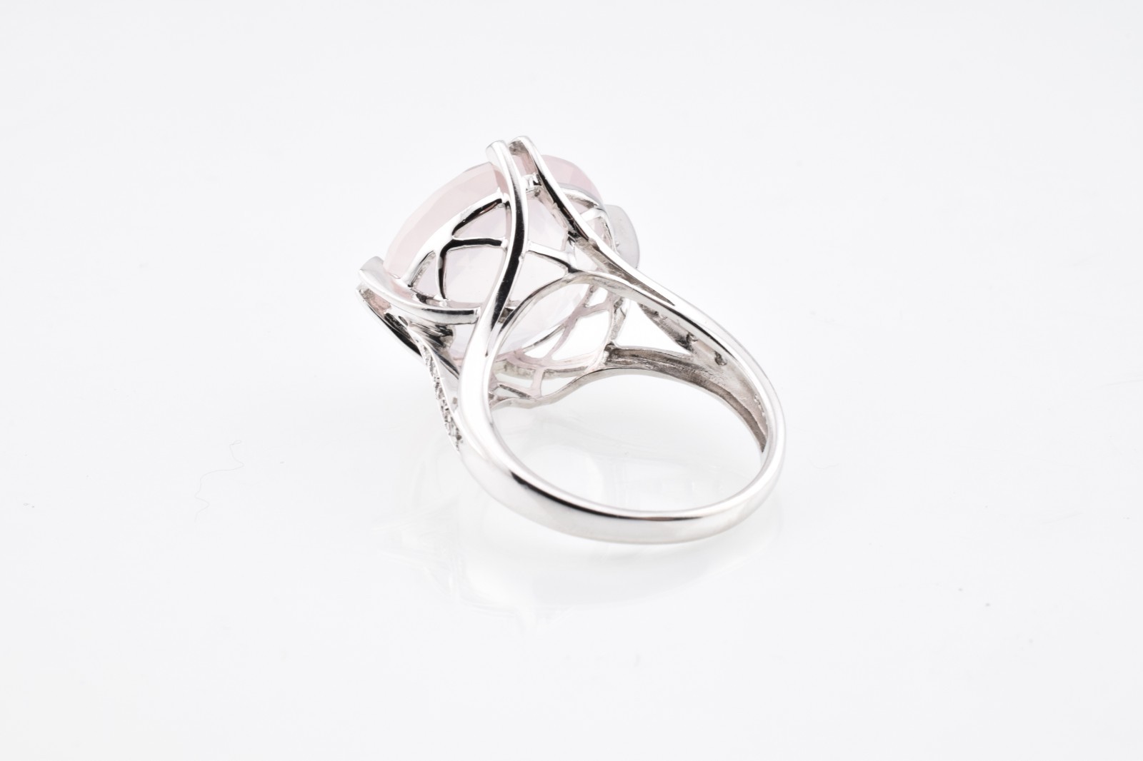 Designer Inspired Rose Quartz Statement Ring in S… - image 3