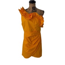 MANGO Asymetrical Yellow Ruffled One Shoulder Party Summer Dress