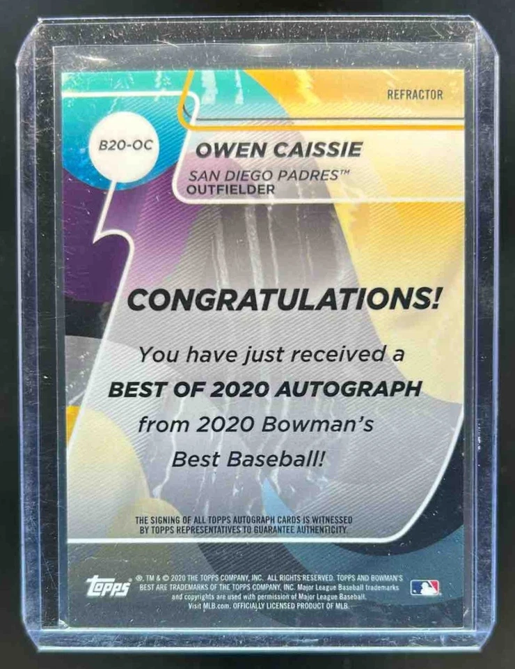 2020 Bowman's Best Owen Caissie Auto Refractor #B20-OC Padres - Image 2 of 2