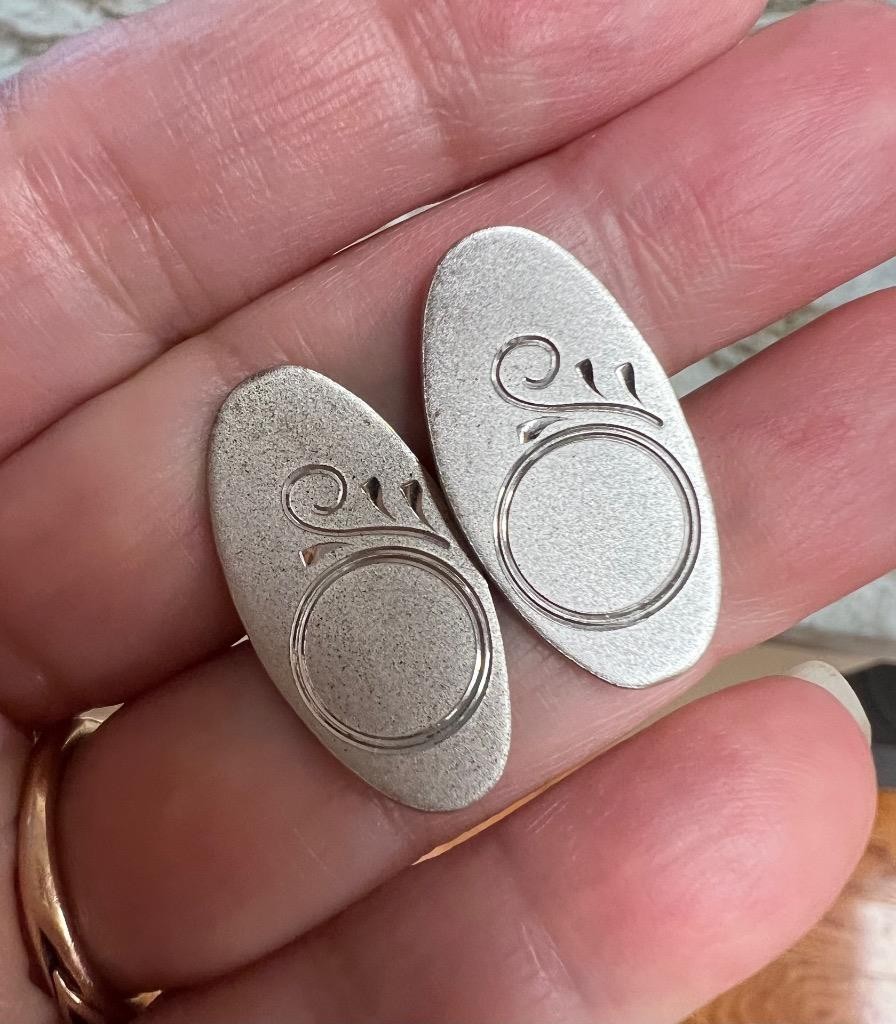 SOLID Sterling Silver Cufflinks Art Deco MCM Retr… - image 8