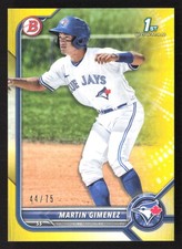 2022 Bowman #BCP-97 Martin Gimenez Chrome Prospects Yellow Refractors #/75