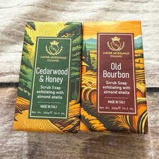 2 Pcs Sai Sapone Artigianale Cedarwood Honey  Old Bourbon Scrub Soap 10.5 Oz/x