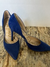Sam Edelman Harlie Pumps Sz 7.5 Cobalt Blue Suede Stiletto Designer Cocktail