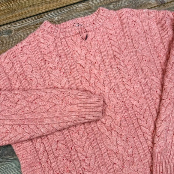 ZARA Mens Pink Cable Knit Sweater XL Crewneck Wool Tweed Speckled NWOT - Image 2 of 4