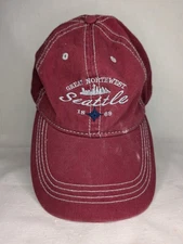 Embroidered Seattle The Great Northwest Red Cotton Baseball Hat Cap Metal Buckle