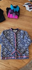 L.L. Bean Women's Fair Isle Knit Cardigan Sweater 100 Cotton Small Blue Red