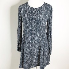 Zara Woman Dress Large Long Sleeve Short Print Black White