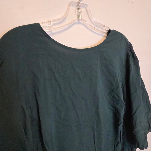 Old Navy Women's Green Fit & Flare Puff-Sleeve Smocked Cutout Mini Dress Size 4X - Picture 4 of 8