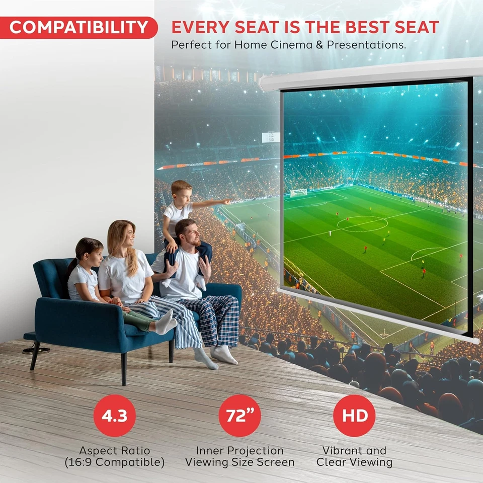 Pantalla Proyector Portátil Motorizado Blanco Mate Pyle 72" - Automático 72  Foto 4 de 4